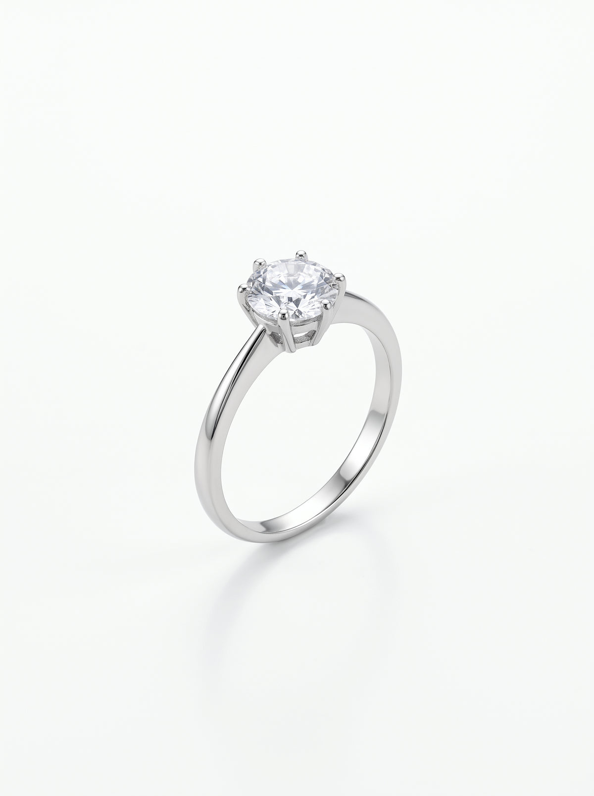 Classic Silver Solitaire Zircon Ring