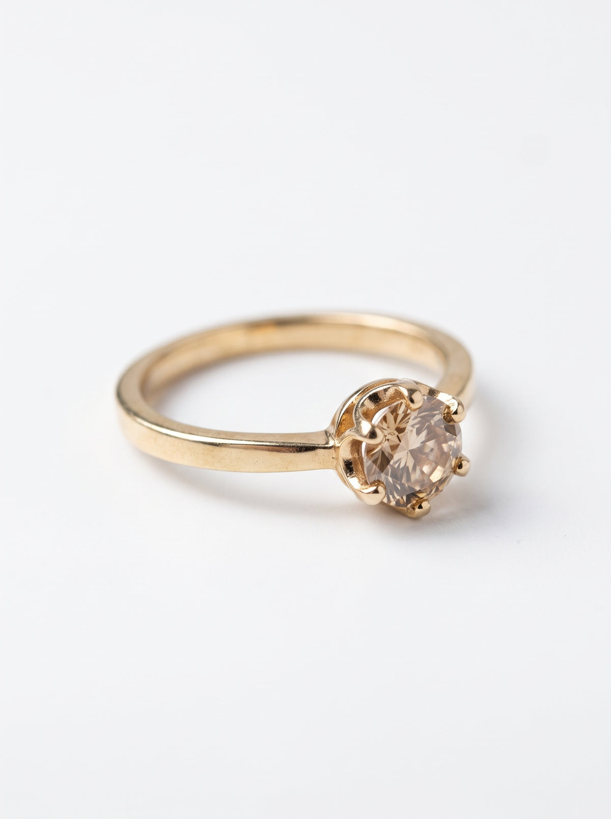 Gold Champagne Solitaire Gemstone Ring
