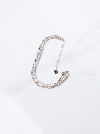 Gold Plated Layered Cubic Zirconia Tennis Bracelet