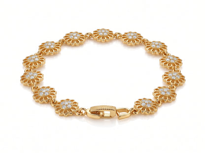 Golden Floral Link Bracelet – Premium Gold Finish