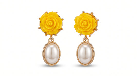 Handmade Coral Bloom Pearl Drop Earrings