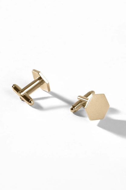 Classic Gold plated Hexagon Geometric Cufflinks
