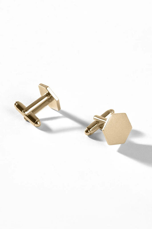 Classic Gold plated Hexagon Geometric Cufflinks