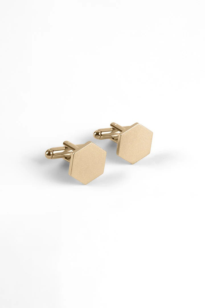Classic Gold plated Hexagon Geometric Cufflinks
