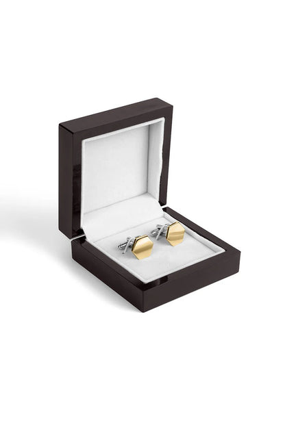 Classic silver & gold  Dual-Tone Hexagon Geometric Cufflinks