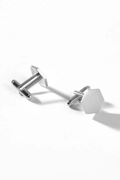 Classic Silver plated Hexagon Matt Finished Cufflinks