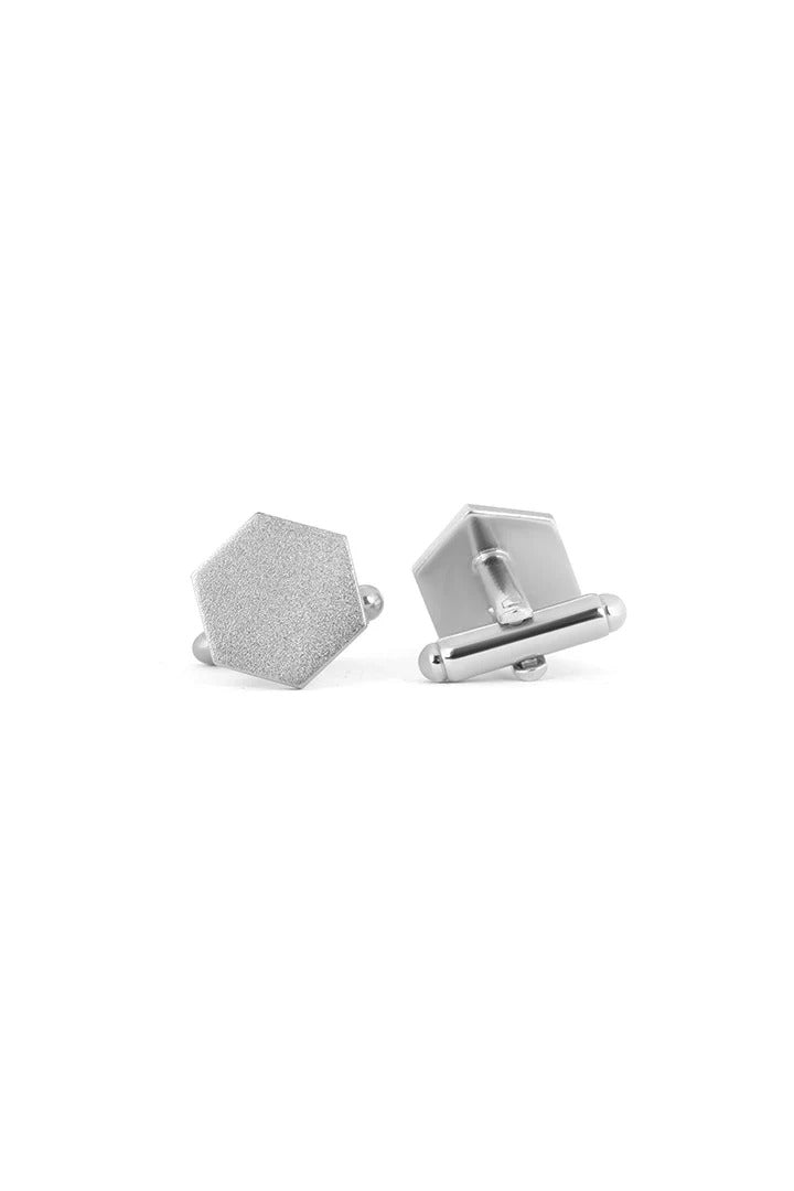 Classic Silver plated Hexagon Matt Finished Cufflinks