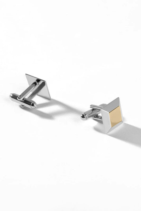 classic Silver & Gold plated Geometric Cufflinks