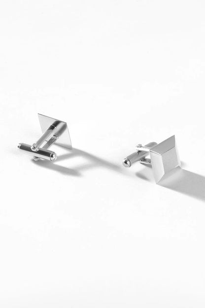 Signature Classic Geometric Pyramid Silver-Plated Cufflinks