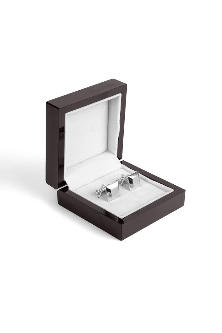 Signature Classic Geometric Pyramid Silver-Plated Cufflinks