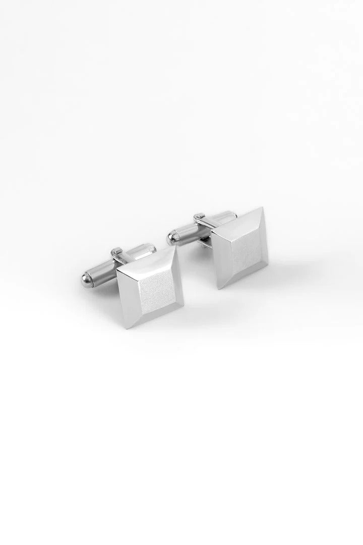 Signature Classic Geometric Pyramid Silver-Plated Cufflinks