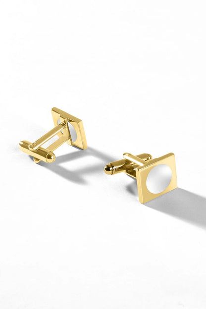 Rectangle Cufflinks – Gold Plated Mother of Pearl Stone