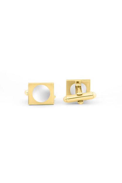 Rectangle Cufflinks – Gold Plated Mother of Pearl Stone