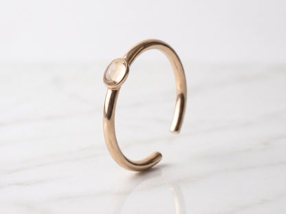 Gold Plated Oval Champagne Gemstone Open Cuff Bangle